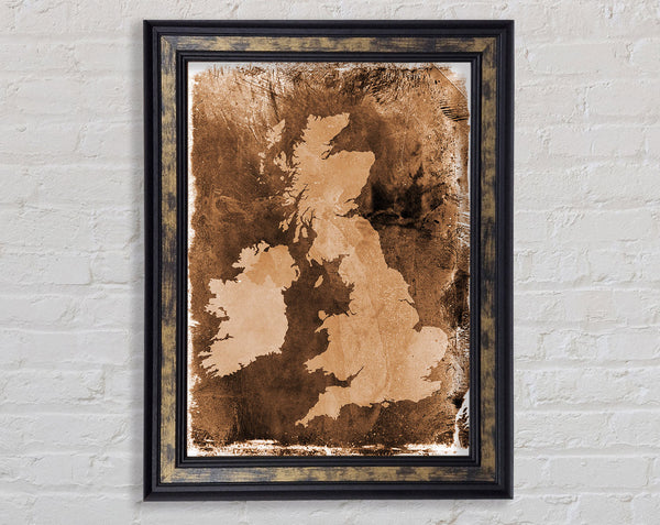 UK Retro Map Framed Print