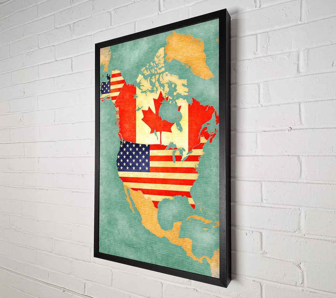  A Canvas Print of Canada And American Map Canvas Print