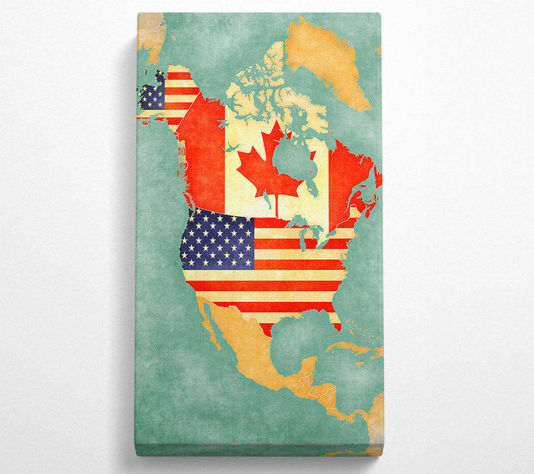  A Canvas Print of Canada And American Map Canvas Print