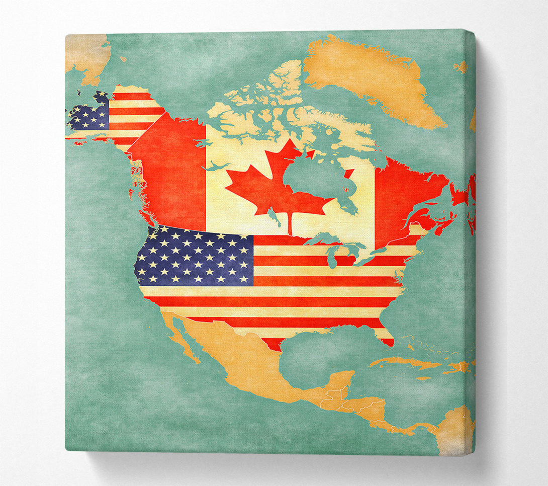  A Canvas Print of Canada And American Map Canvas Print