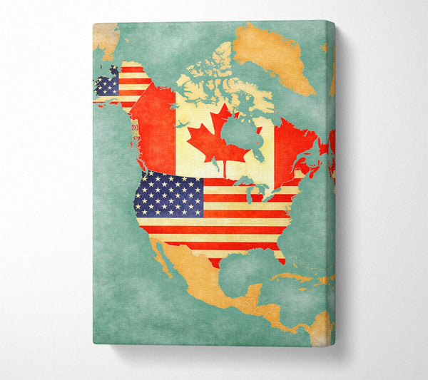  A Canvas Print of Canada And American Map Canvas Print