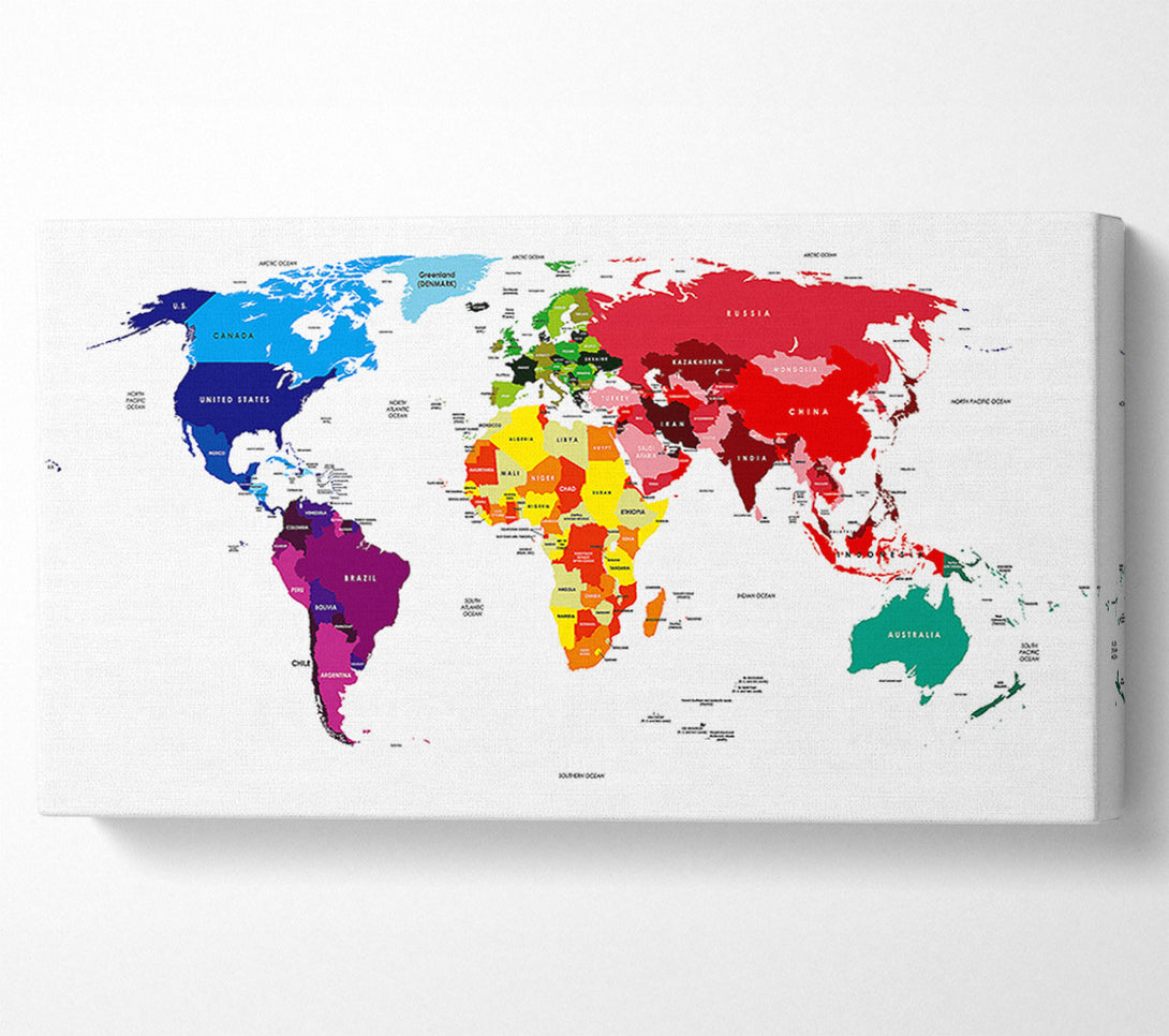  A Canvas Print of Map Of The World 13 Canvas Print