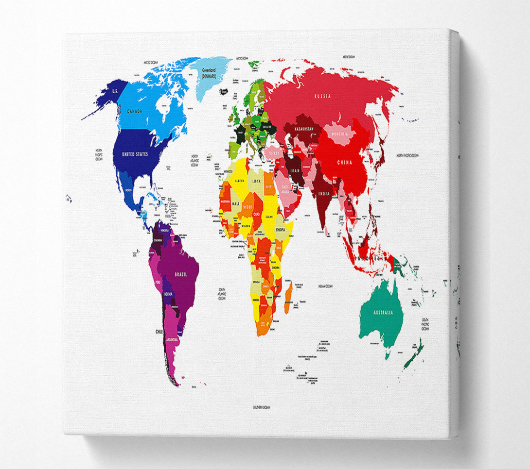  A Canvas Print of Map Of The World 13 Canvas Print