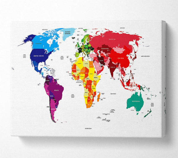  A Canvas Print of Map Of The World 13 Canvas Print