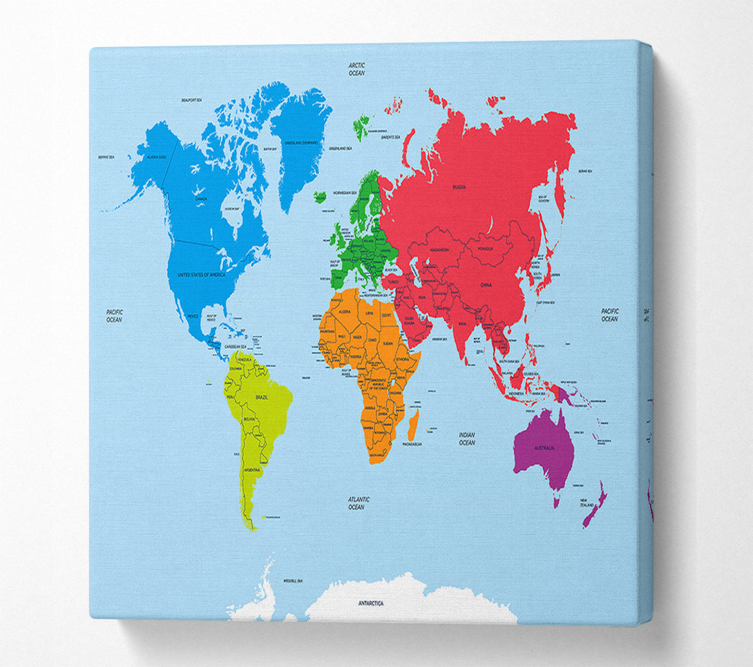  A Canvas Print of Map Of The World 1 Canvas Art