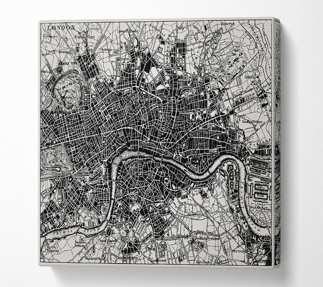  A Canvas Print of Old Map Of London Canvas Print