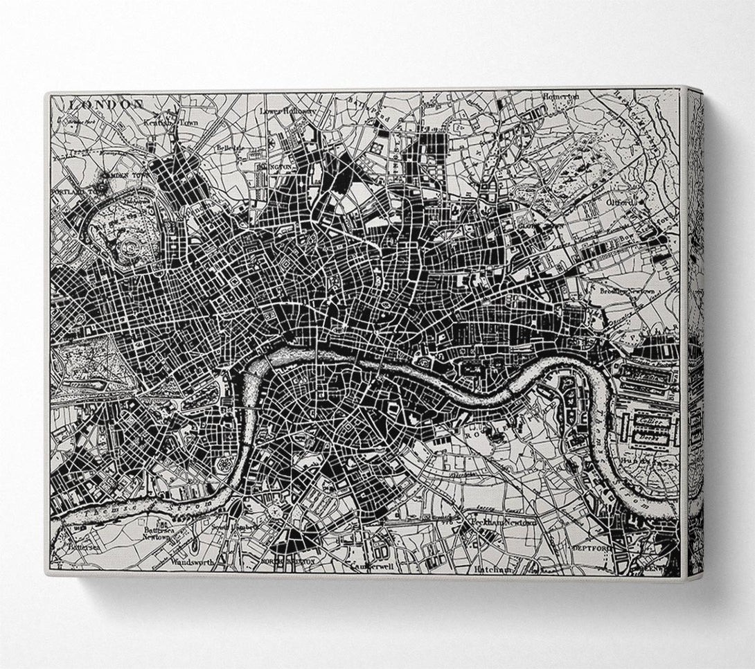  A Canvas Print of Old Map Of London Canvas Print