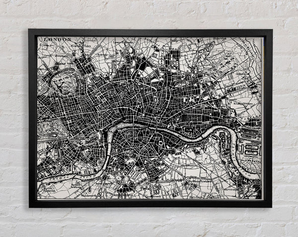 Old Map Of London Framed Print