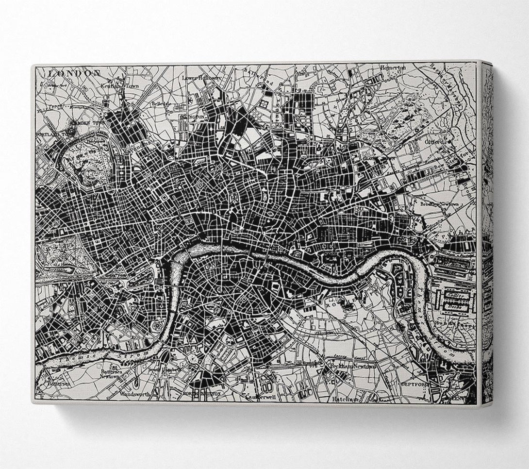  A Canvas Print of Old Map Of London Canvas Print