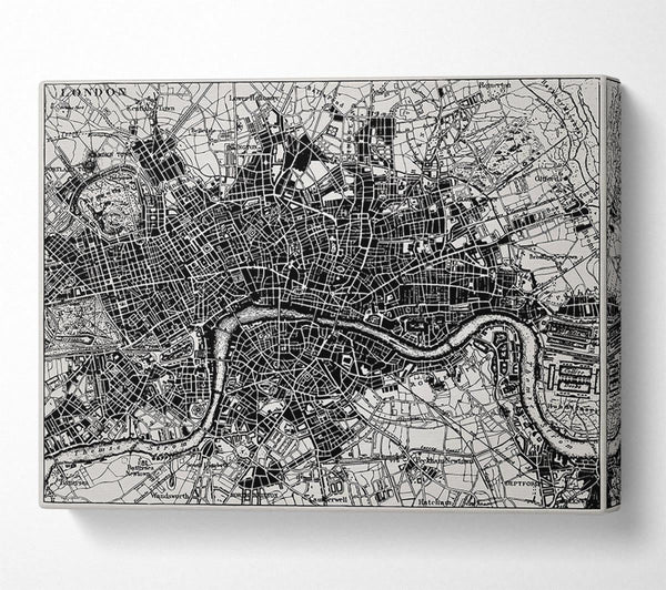  A Canvas Print of Old Map Of London Canvas Print