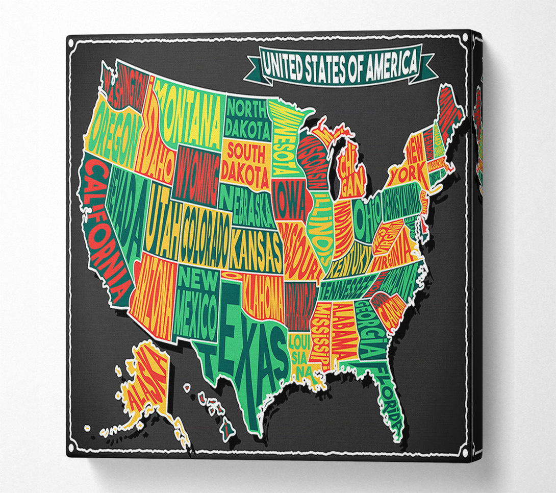  A Canvas Print of States Of America 3 Canvas Wall Art