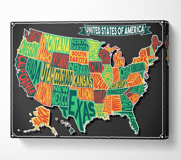  A Canvas Print of States Of America 3 Canvas Wall Art