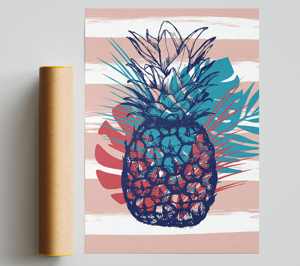 Pop Art Pineapple Palm Leaves Print