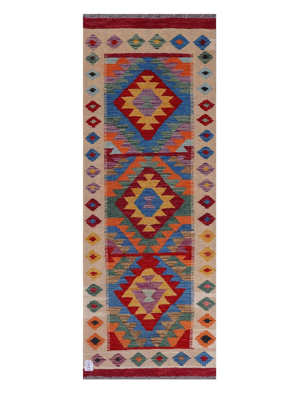 Maimana Afghanistan Kilim Rug - 200 x73 cm