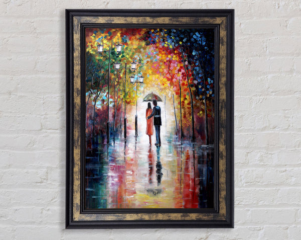 Romantic Walk Through The City Framed Print