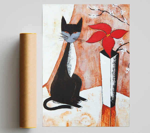 The Cat And The Flower Poster