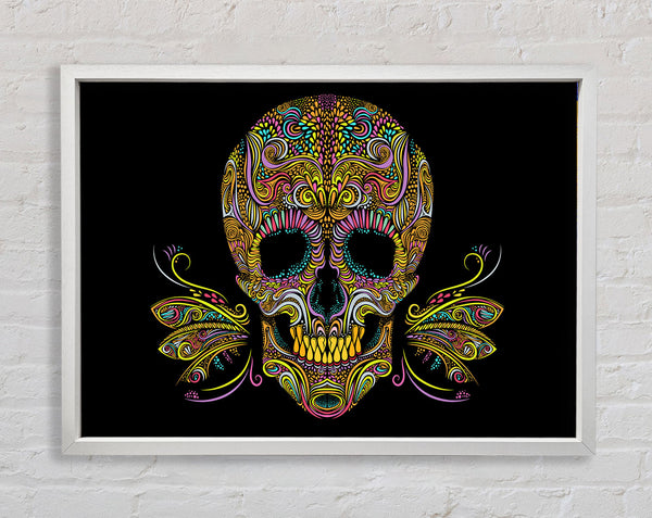 Colourful Mexican Skull Framed Print