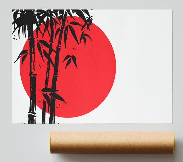 Black Bamboo In The Red Sun Giclee Print