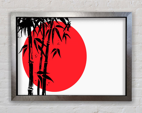 Black Bamboo In The Red Sun Framed Print