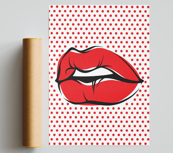 Red Lips On Pokerdots Poster
