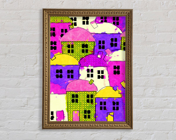 Colourful Town Houses Framed Print