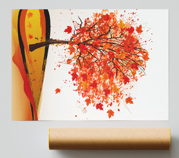 Autumn Orange Tree Print