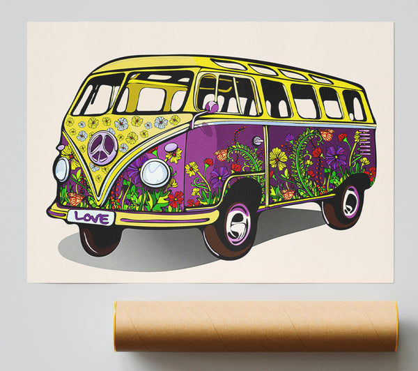 Flower Power Vw Camper Van Poster