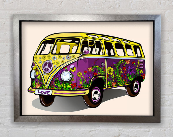 Flower Power VW Camper Van Framed Print