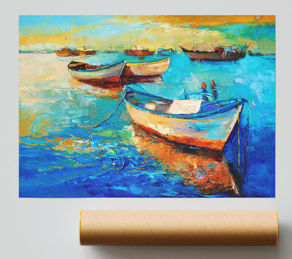 Sail Boats On The Sunset Waters Giclee Print