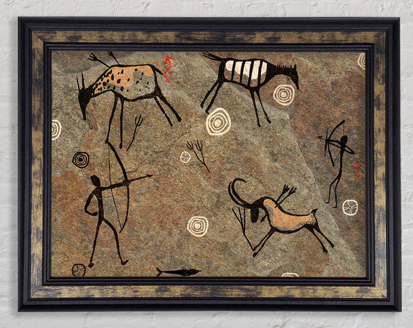 Cave Man Paintings Framed Print