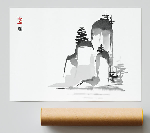 Chinese Mountain Trees Giclee Print