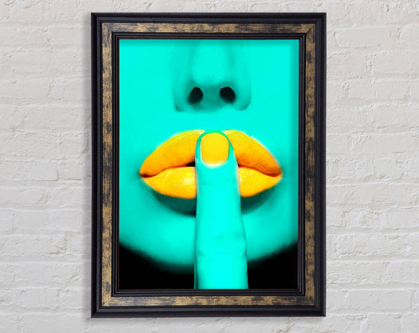 Sshhh Orange Lips Framed Print