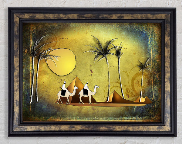 Camel Ride Through The Egyptian Desert Framed Print