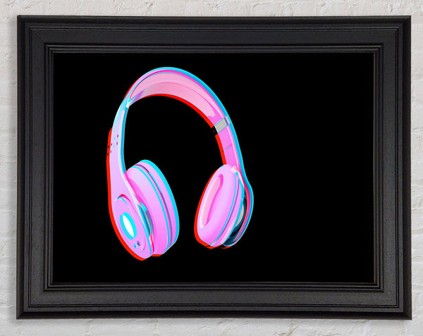 Funky Pink Headphones Framed Print