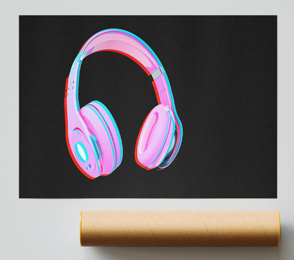 Funky Pink Headphones Print