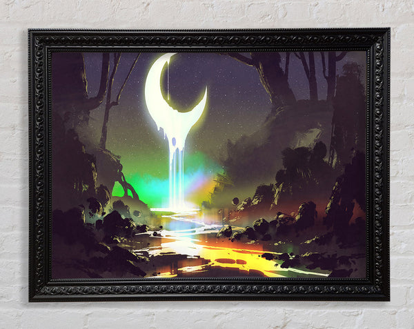 Lava Moon Melting Into The River Framed Print