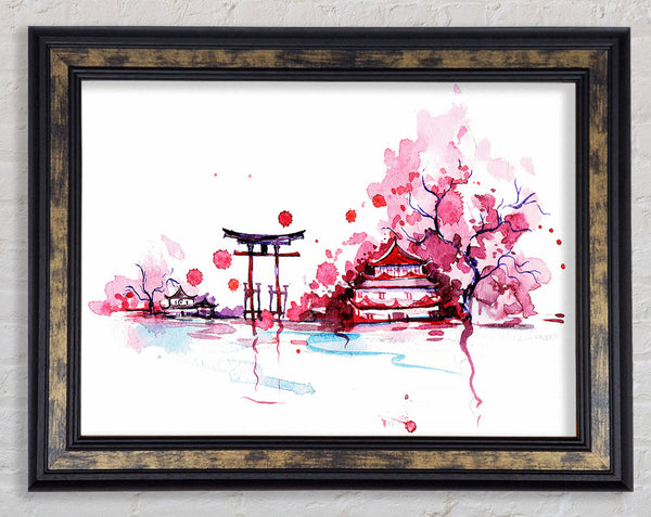 Pink Chinese Village Framed Print