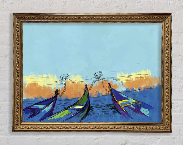 Gondolas In Venice Framed Print