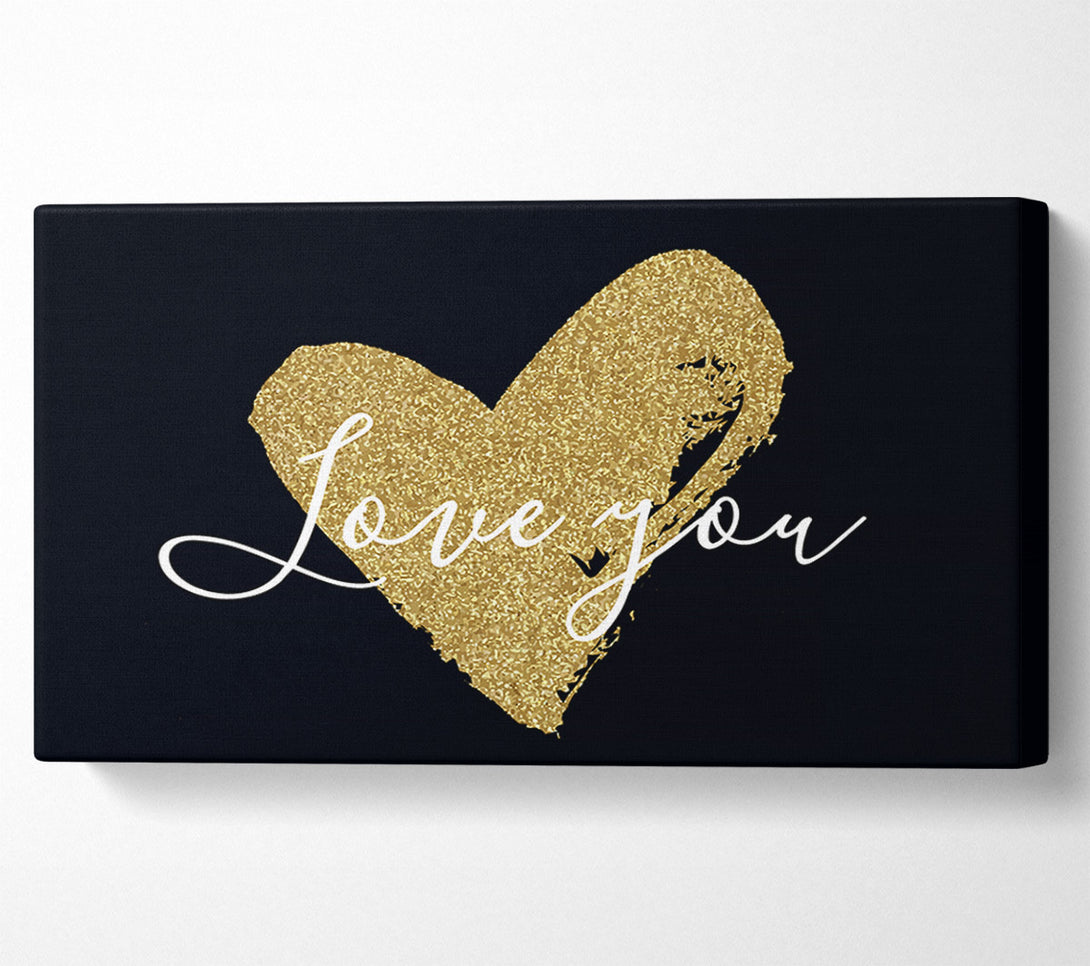  A Canvas Print of Love You Gold Heart Canvas Wall Art