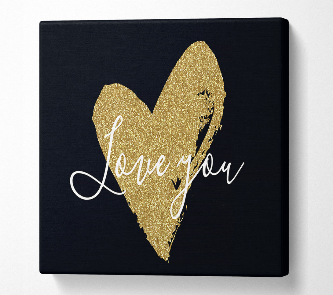  A Canvas Print of Love You Gold Heart Canvas Wall Art