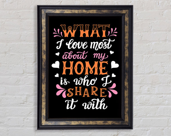 What I Love Most About My Home Framed Print