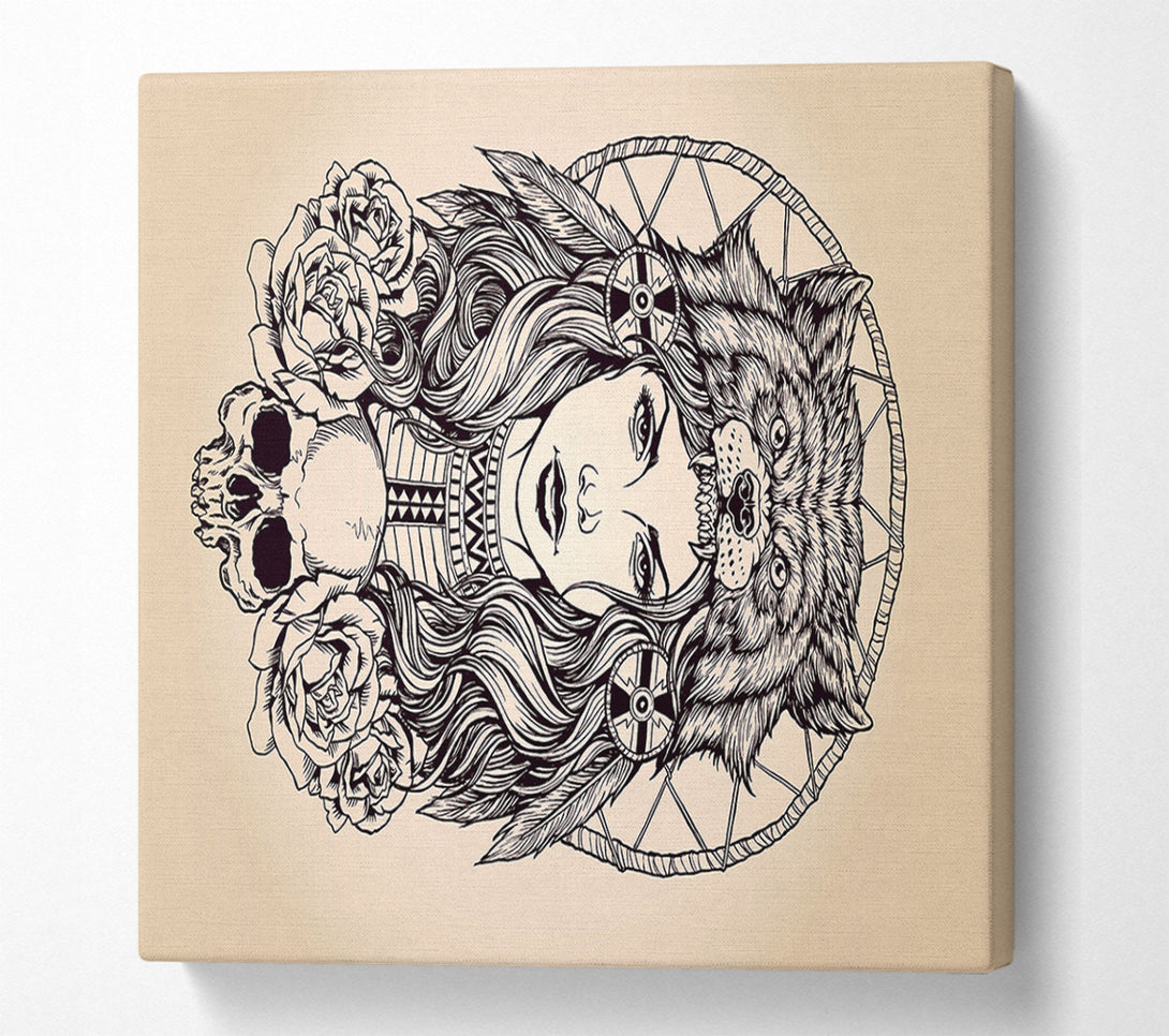  A Canvas Print of Indian Bear Woman Canvas Wall Art