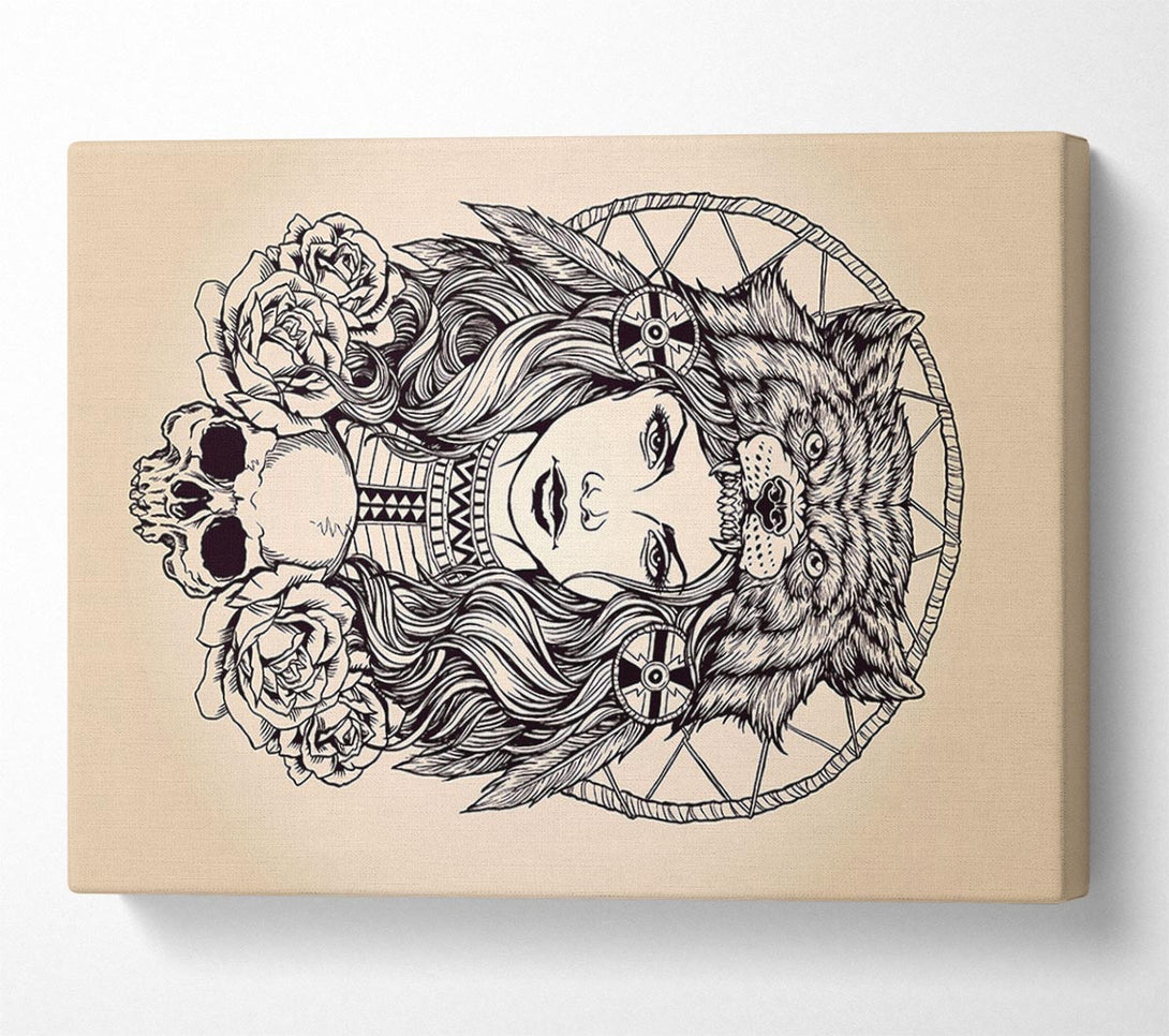  A Canvas Print of Indian Bear Woman Canvas Wall Art