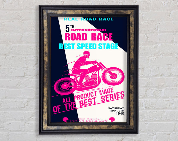 Motorbike Real Road Race Framed Print