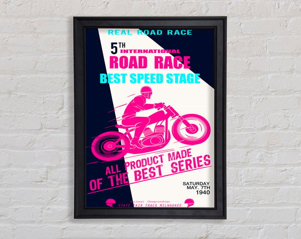 Motorbike Real Road Race Framed Print