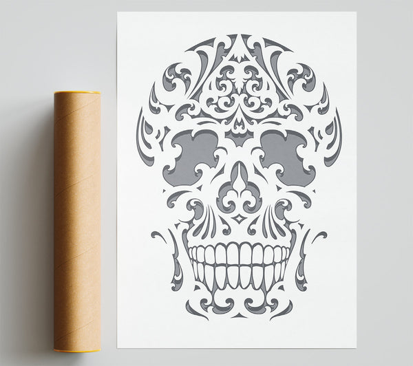 Mexican Grey Skull Giclee Print