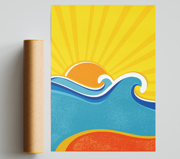 Retro Sun Blaze Poster