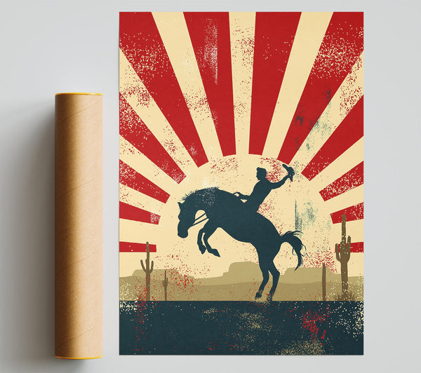Cowboy Sun Blaze Giclee Print