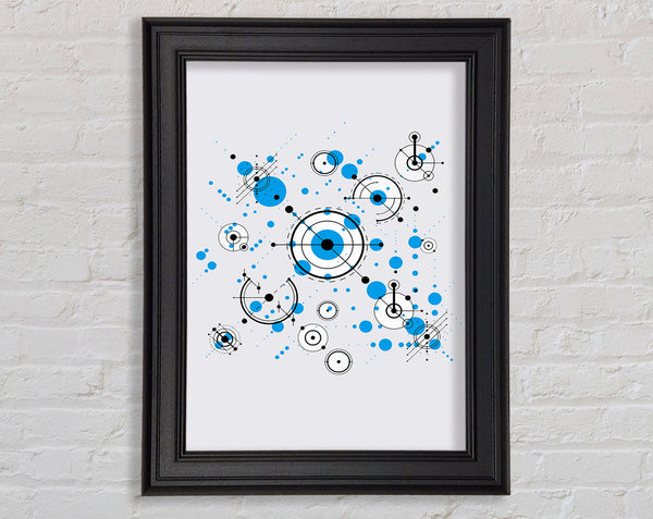 Circles Of Connections Blue Grey Framed Print