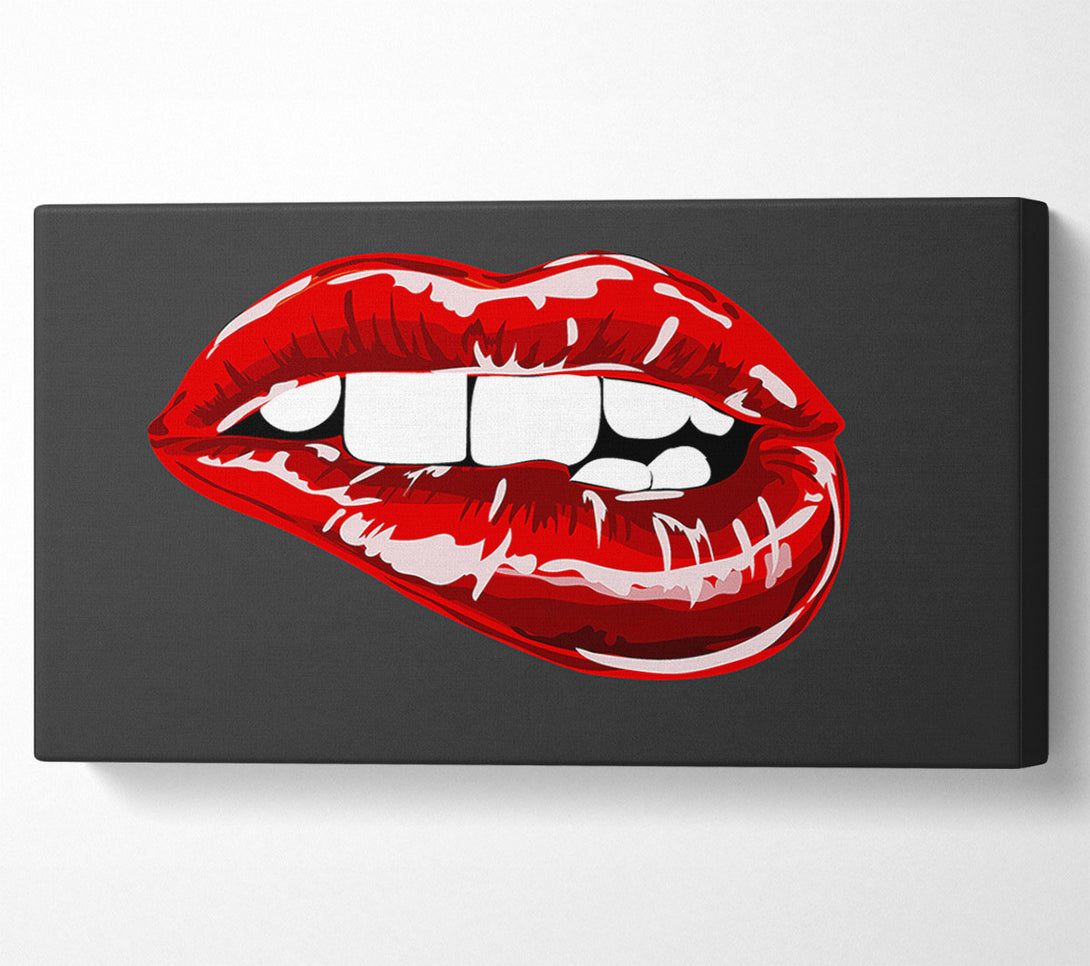  A Canvas Print of Red Lip Bite Canvas Art
